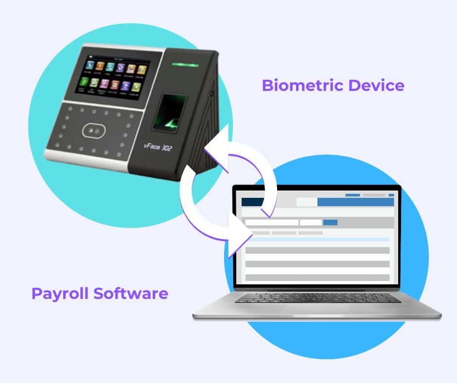 Attendance tracking: Biometric Device syncs to payroll software